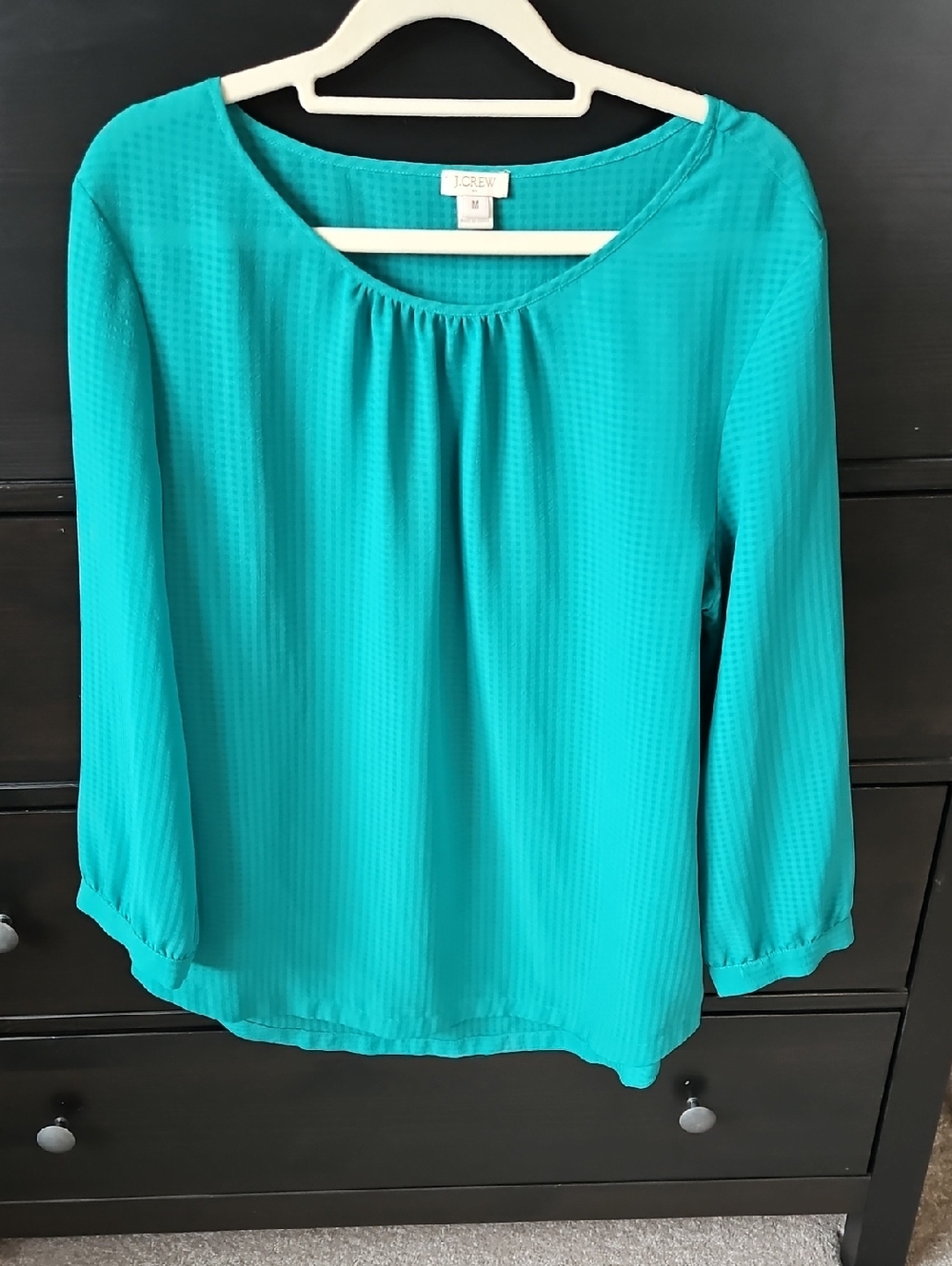 J. Crew Teal Scoop-Neck Long Sleeve Blouse